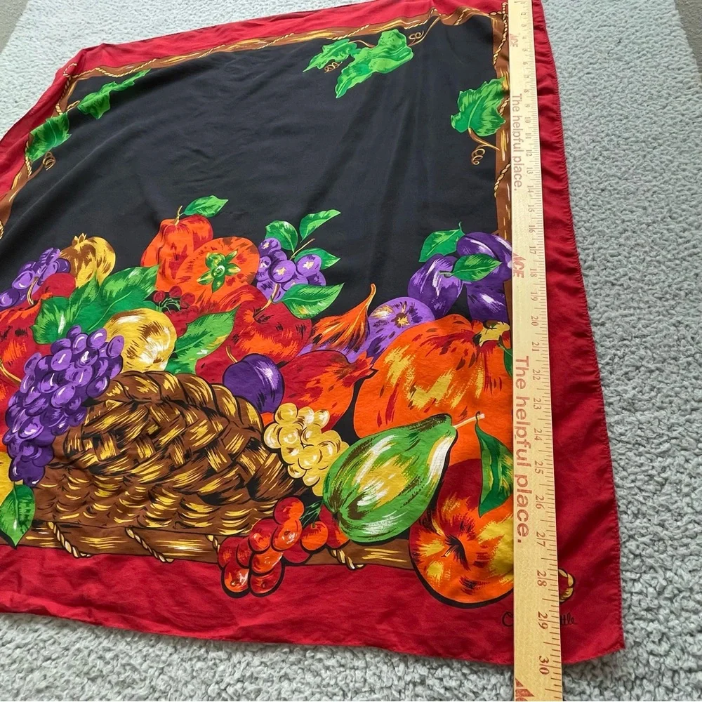 Carole Little‎ Red and Black 100% Silk Scarf Floral Print boho peasant party